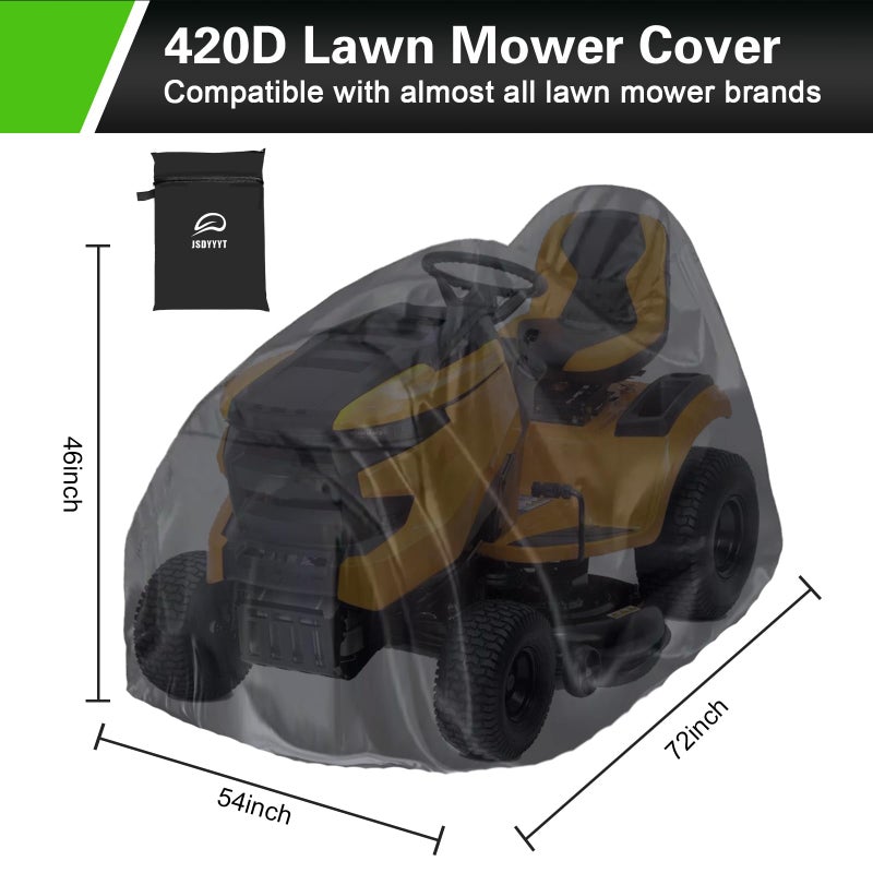 JSDYYYT 420D Riding Lawn Mower Cover Compatible with 42"" 46"" 48"" 54"" & up to 54"" Deck, Waterproof Heavy Duty Durable (420D-polyester oxford) - Image 2
